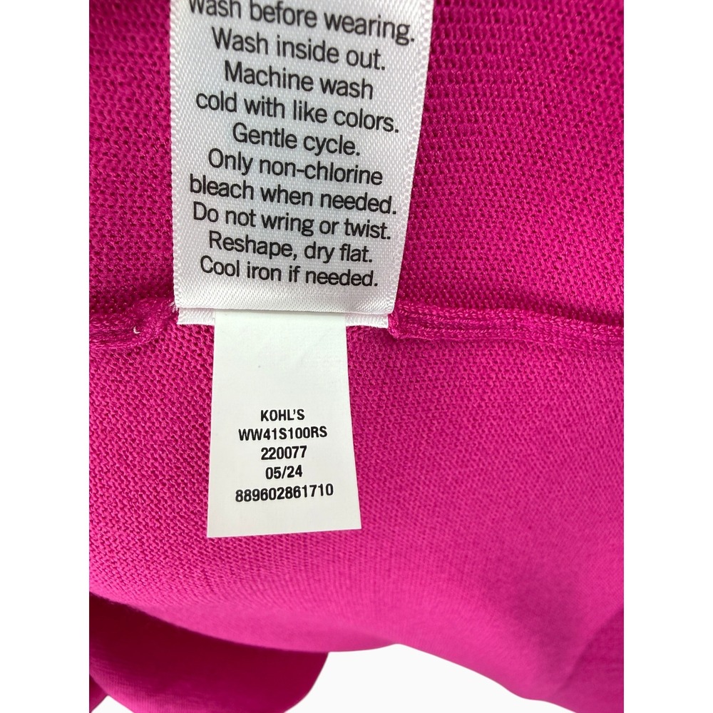 Nine West Womens XXL Magenta Pink Longline Open Front Cardigan Sweater 2 Pockets - Picture 9 of 11